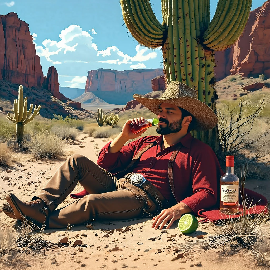 Caballero's Siesta in Desert Arroyo, Sinister Style