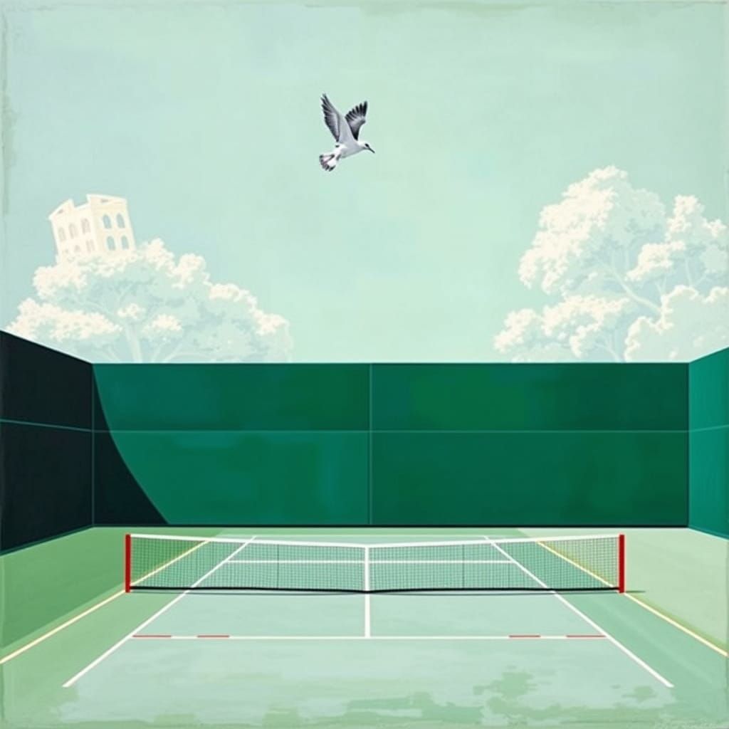 Split Tennis Court in Pop Art Style