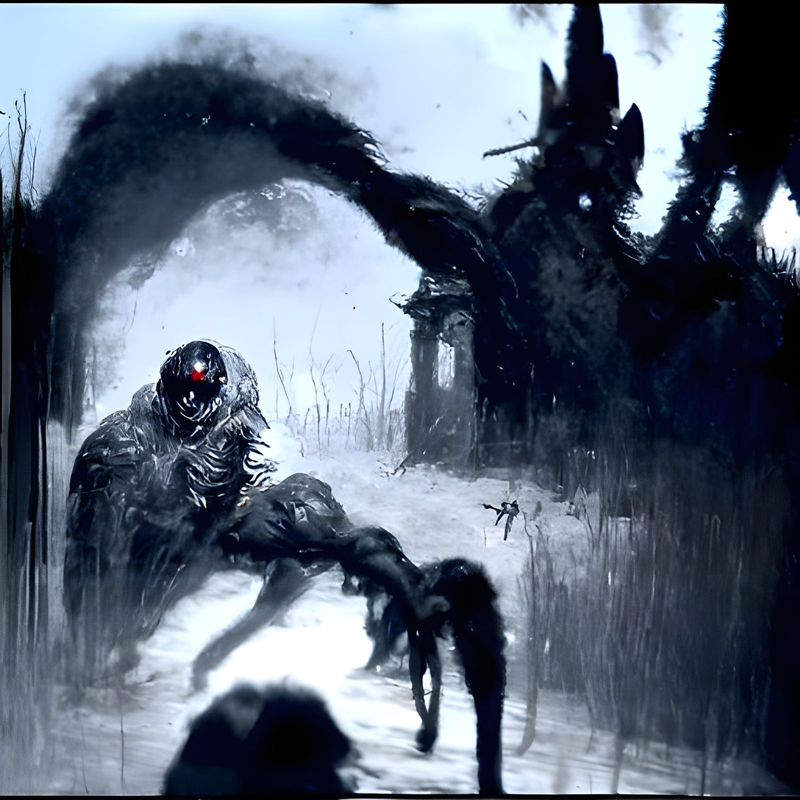 Stalking Nightmare Monster in Gothic Horror Style