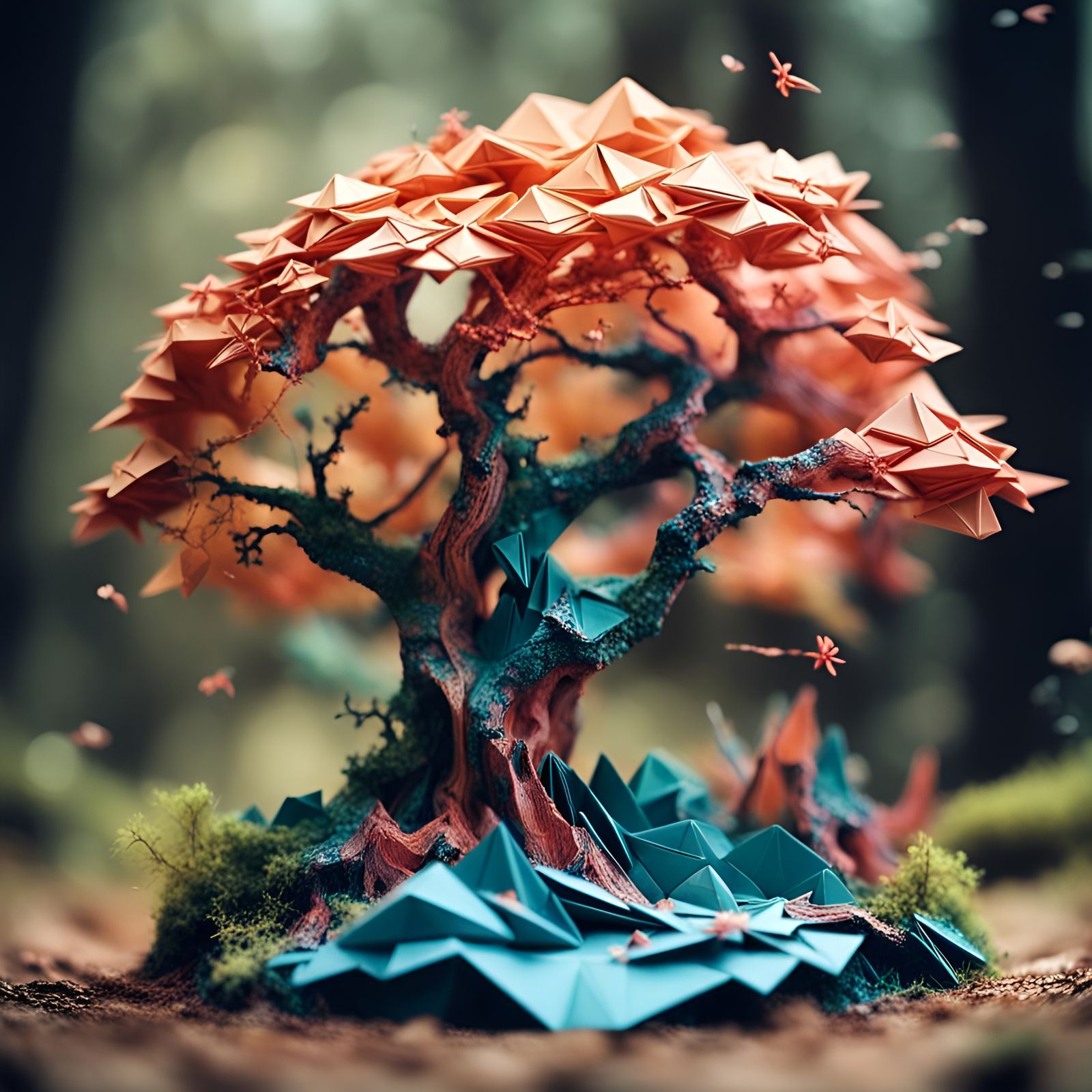 Origami Enchanted Oak Forest Diorama