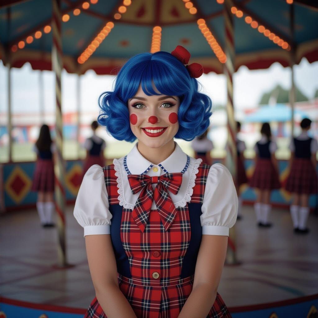 Clown Schoolgirl in Circus Uniform