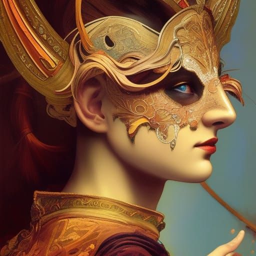 Fantastical Italian Opera Masks in Art Nouveau Style