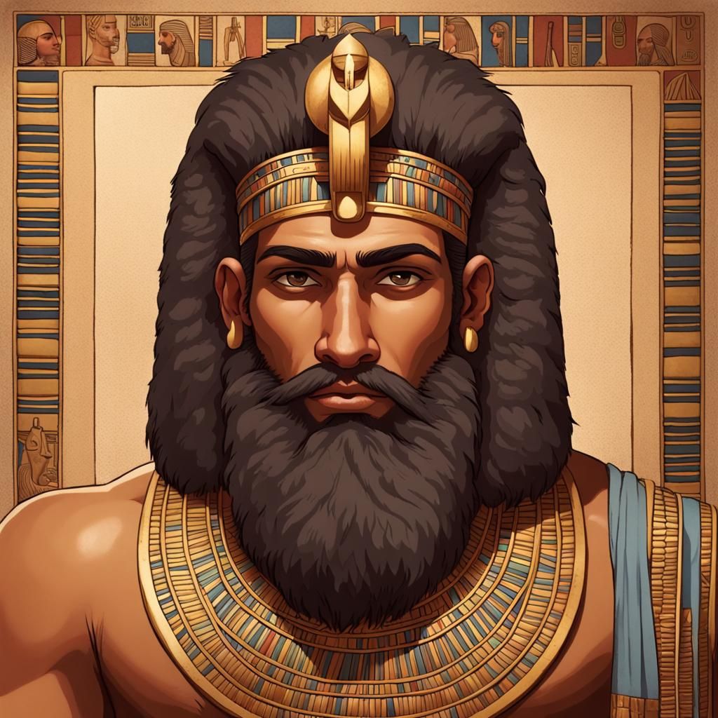 Egyptian Man with Lion's Mane and Beard