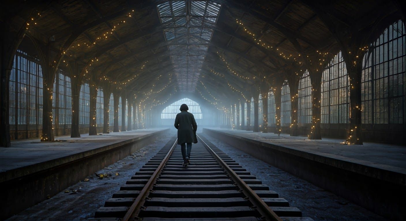 Ethereal Skater in Victorian Railway Station