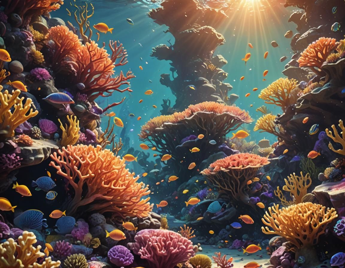 Vibrant Coral Reef: Whimsical Fauvist Expressionism