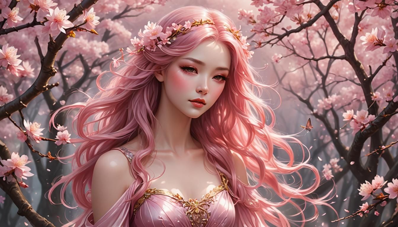 Ethereal Fairy Casting Cherry Blossom Spell