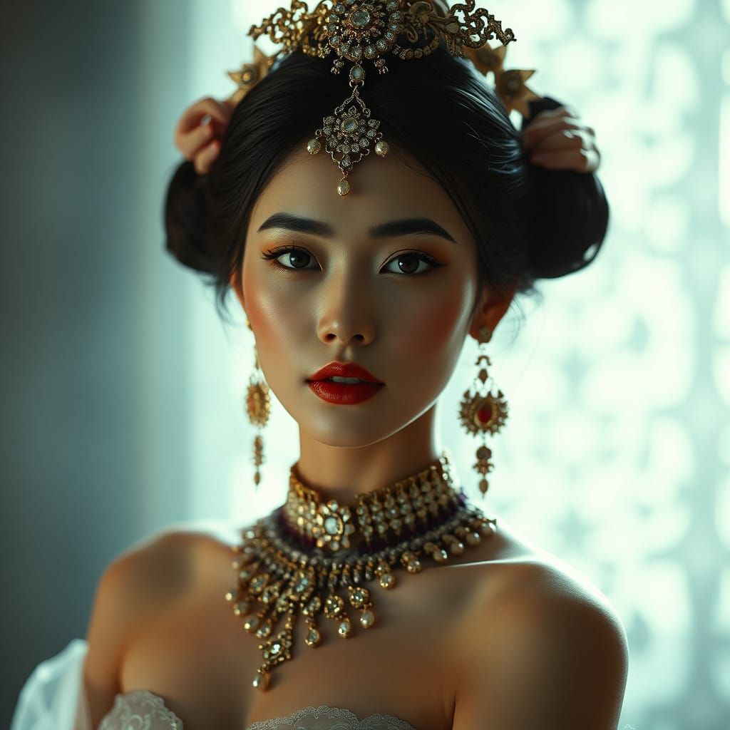Elegant Chinese Model in Exquisite Jewellery