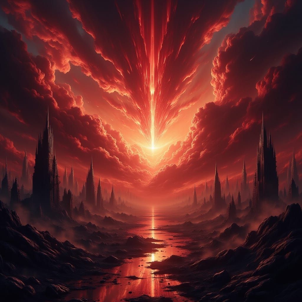 Post-Apocalyptic Cataclysm in a Desolate, Fiery Landscape