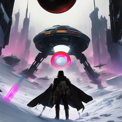 Menacing Assassin Droid in Space Opera Style