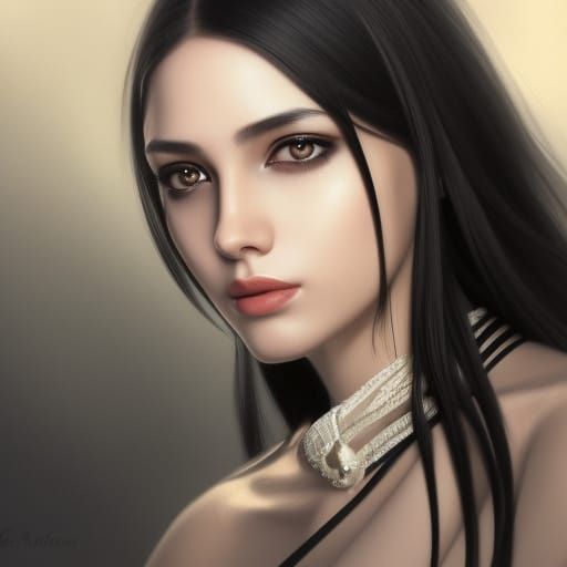 Elegant Middle Eastern Woman Portrait in Hyperdetailed Style
