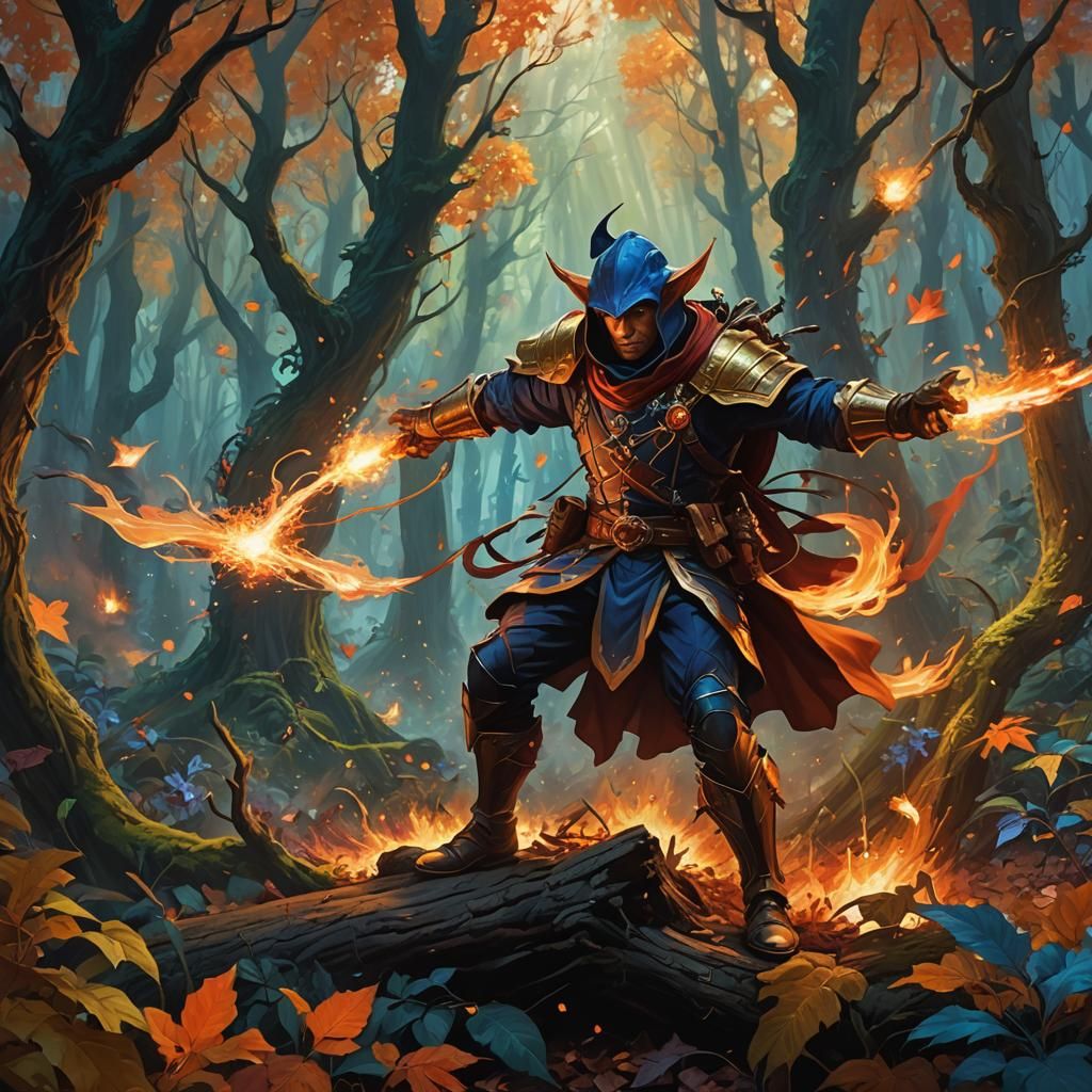 Hobgoblin Kineticist Unleashing Ki Blasts: Vivid Oil Paintin...