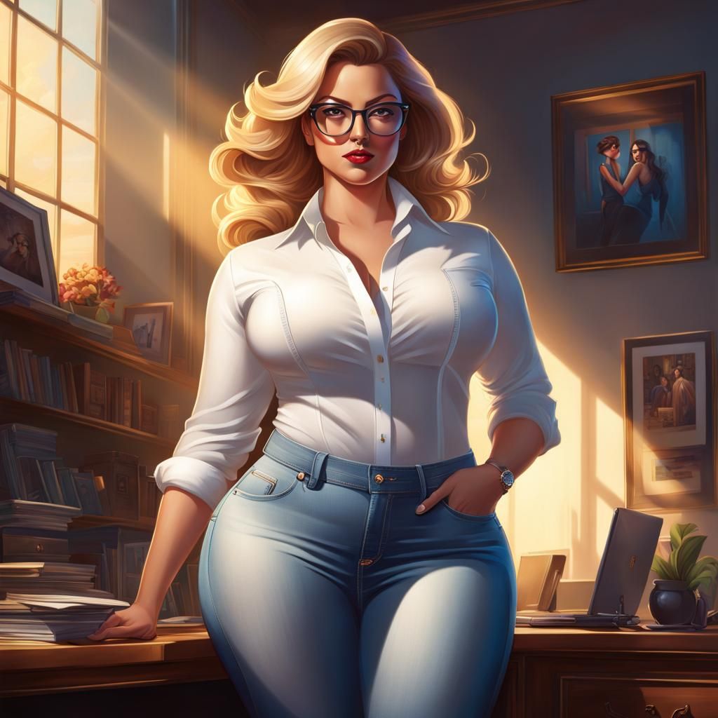 Curvy Businesswoman in Comic Book Style