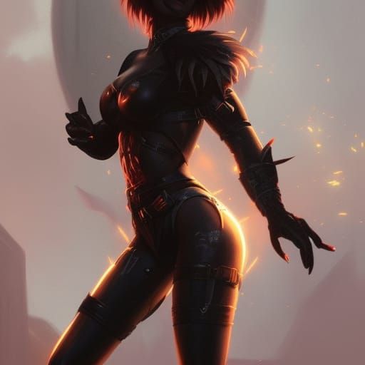 Hyperdetailed Black Cat Ninja with Explosions