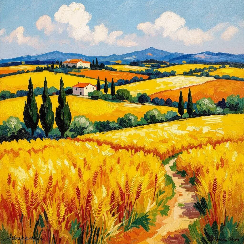 Golden Wheat Fields and Cypress Trees in Post-Impressionism ...