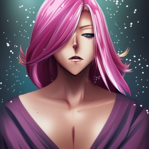 Pink-Haired Anime Girl in Manga Style