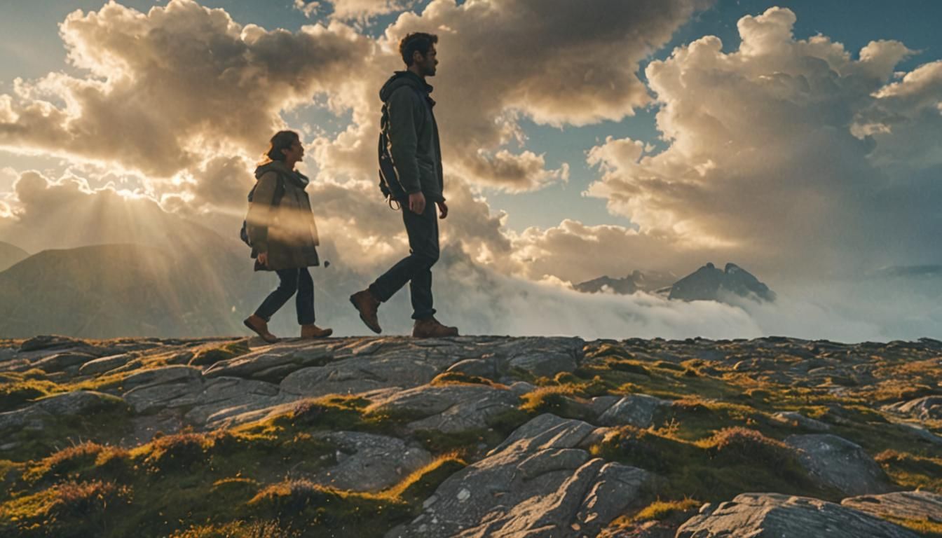 Dramatic Landscape Photo of Person on Mountaintop