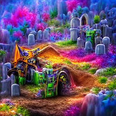 Magical Grave Digger in a Colorful, Detailed Art