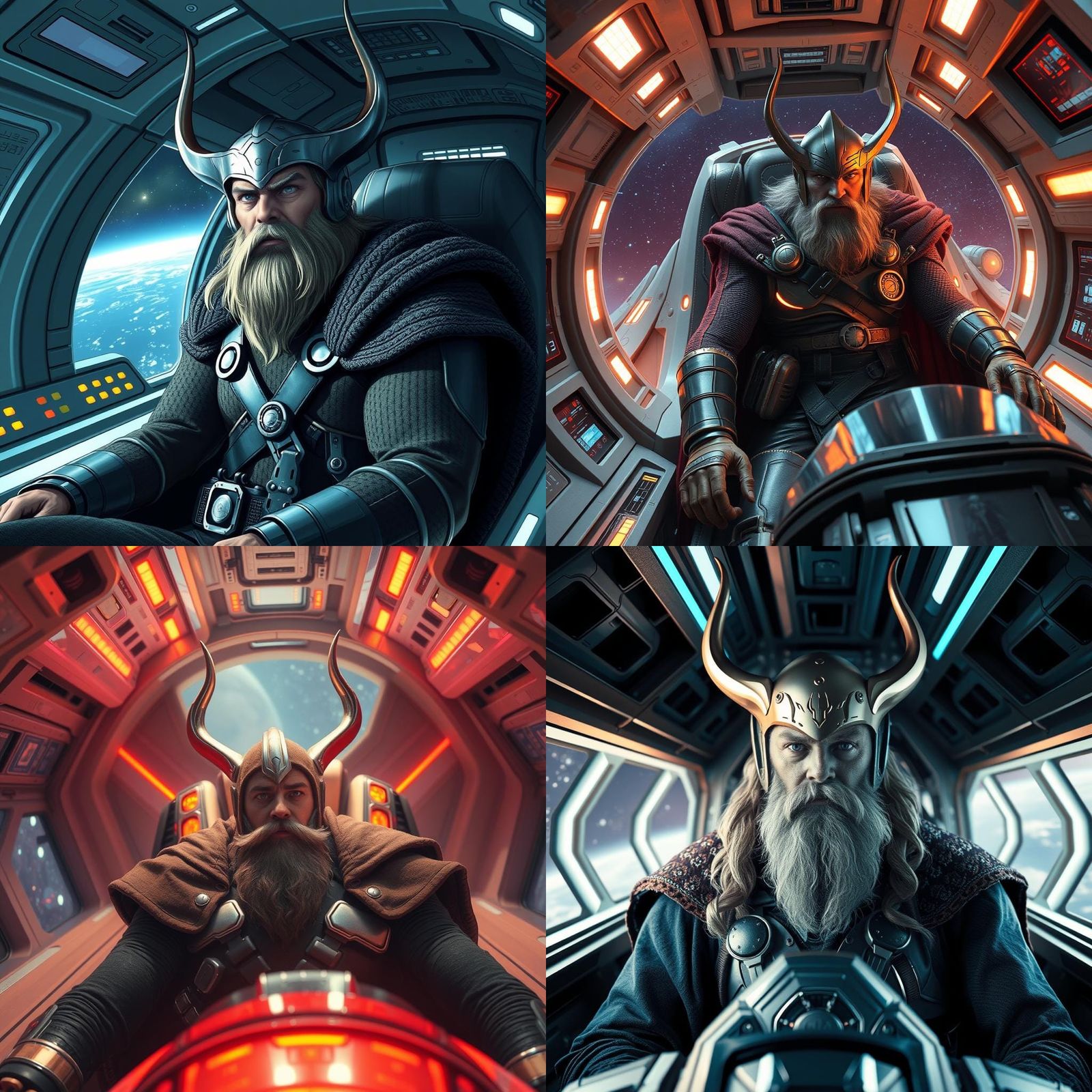 Odin in a Futuristic Spaceship