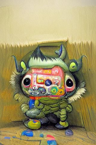 Colorful Goblin in Child's Drawing Style