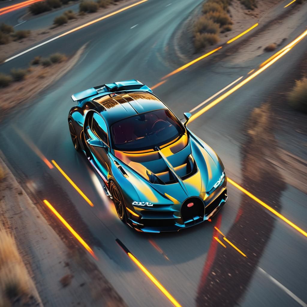 Bugatti Divo Speeding: Glitch Art Cinematic Film Still