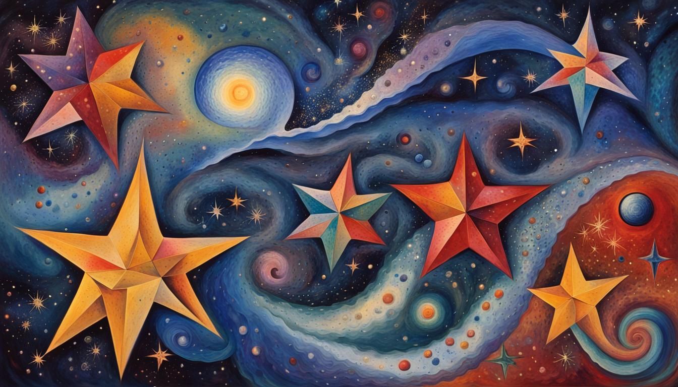 Cosmic Stars and Swirling Shapes in Abstract Style