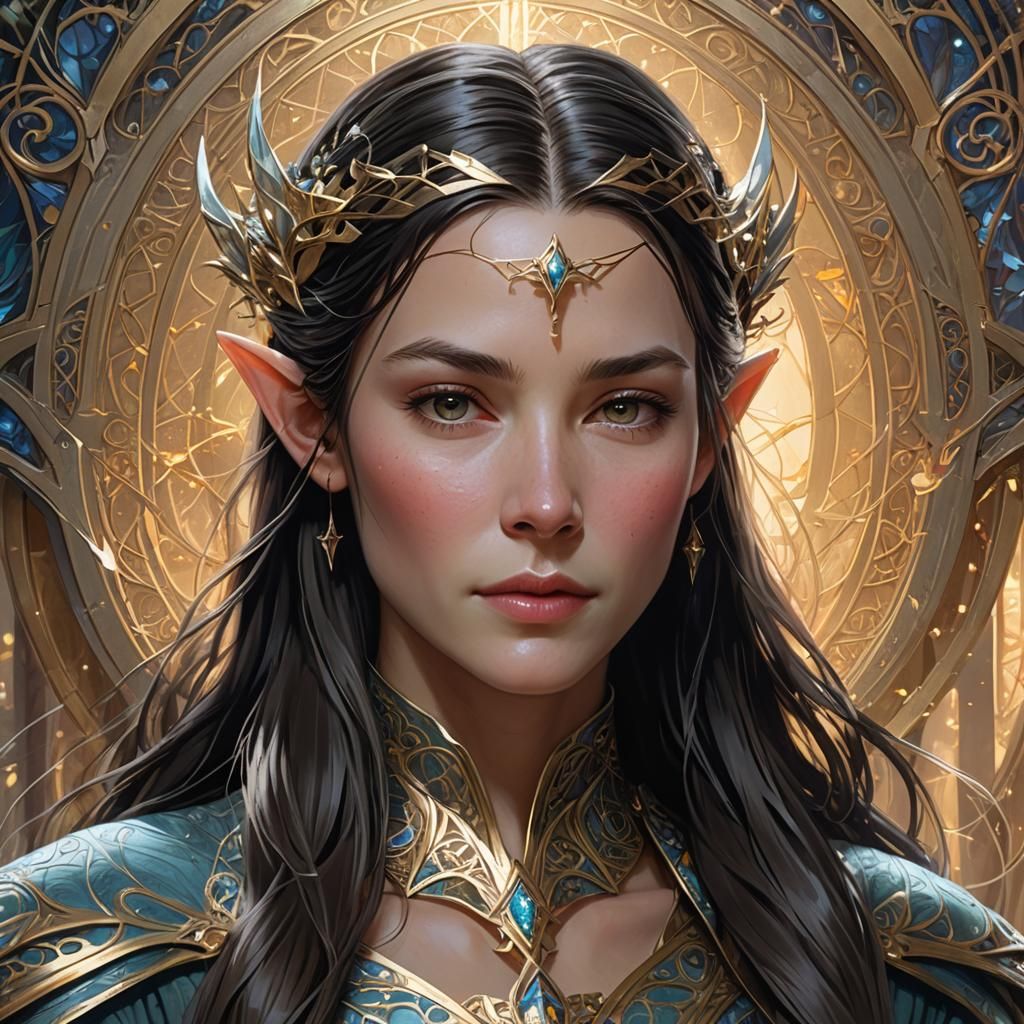 Arwen Undómiel Portrait in Hyperdetailed Style