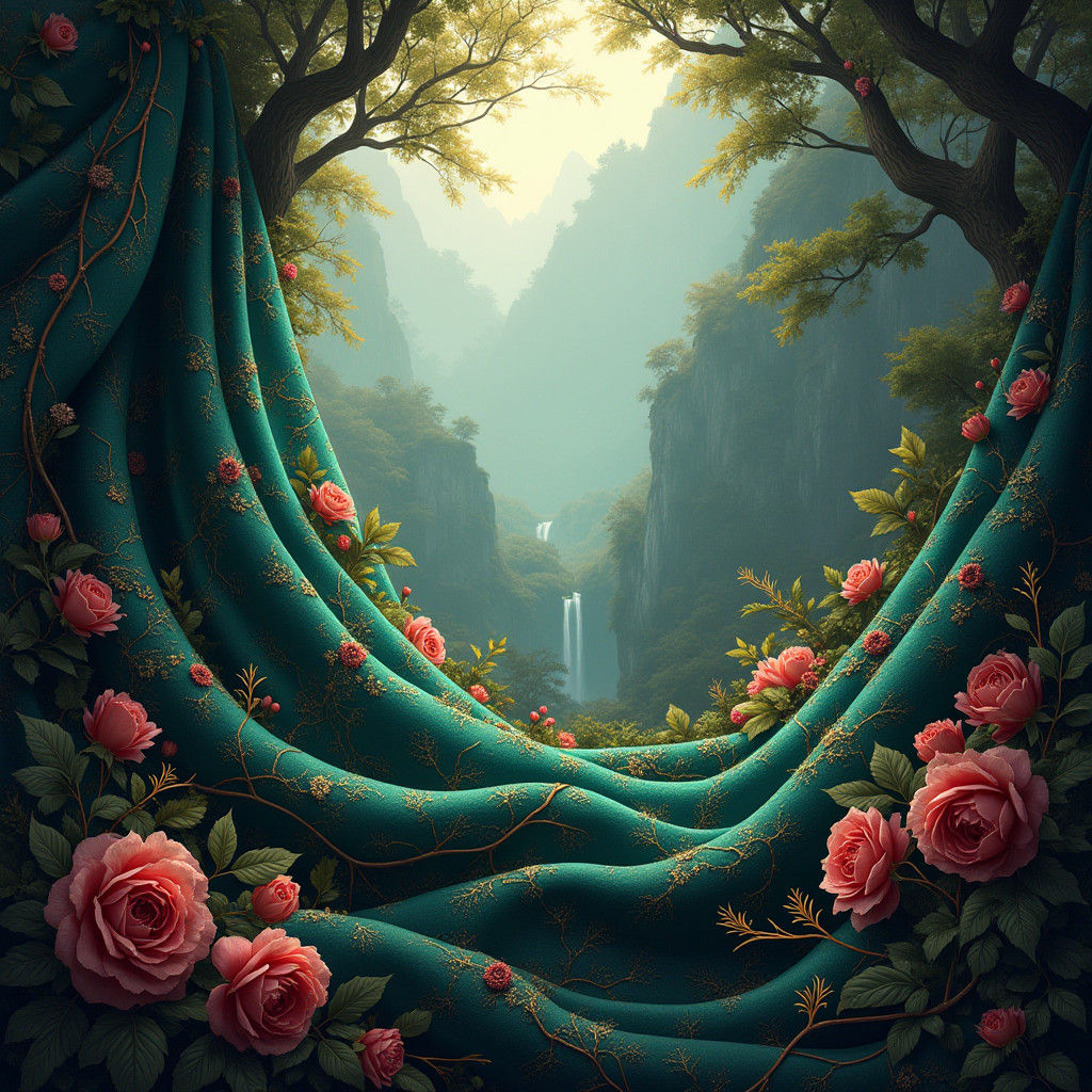 Mystical Prythian Fabric Print in Matte Painting Style