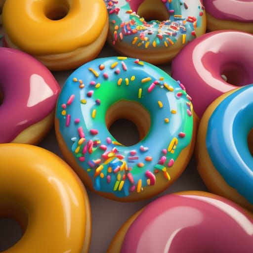 Rainbow Doughnuts in Pop Art Style