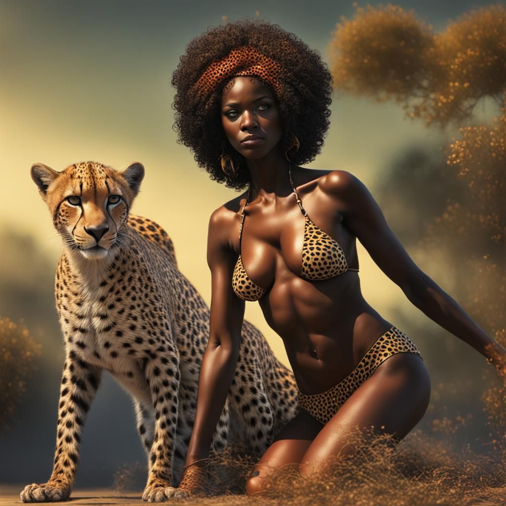 Black Beauty in Bikini: Kinetic Pointillism Art