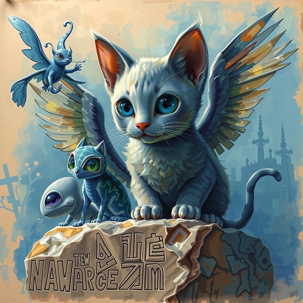 Cat Surrounded by Animal Friends