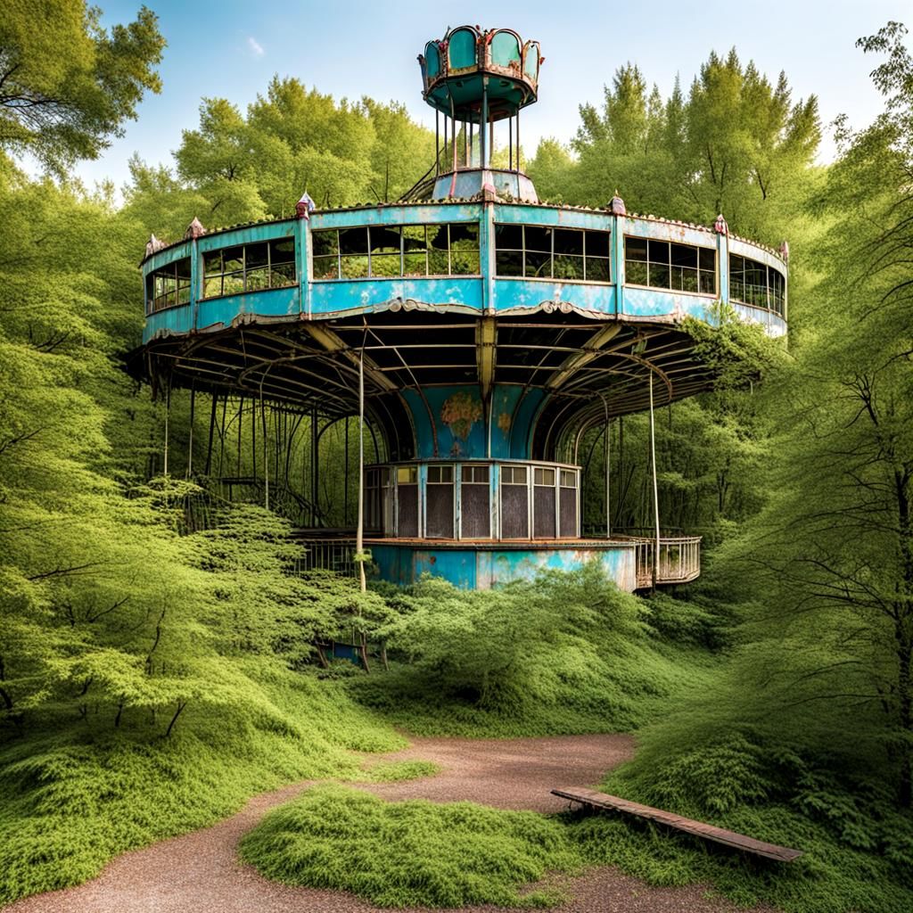 Abandoned Overgrown Amusement Park