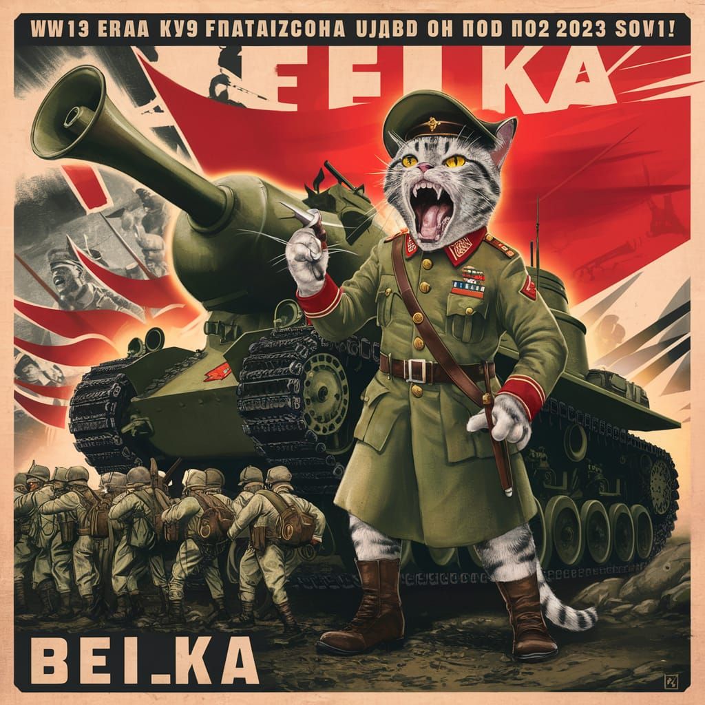 Belkan Propaganda Poster of Cat-Person Soldier