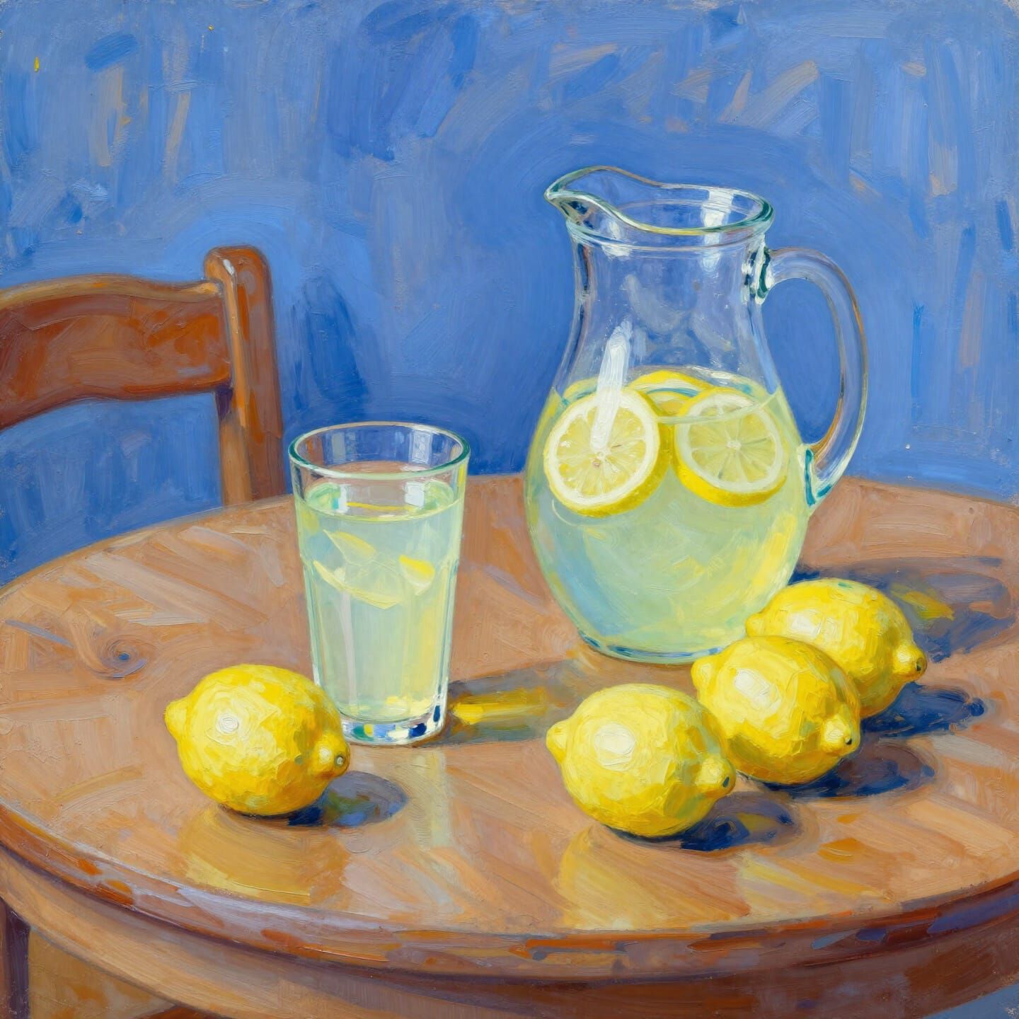Vibrant Lemonade Still Life in Matisse Impressionist Style