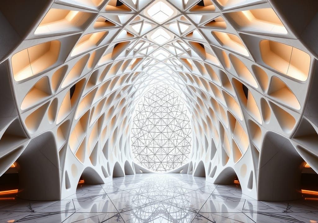 Futuristic Magnetic Architecture in Zaha Hadid Style