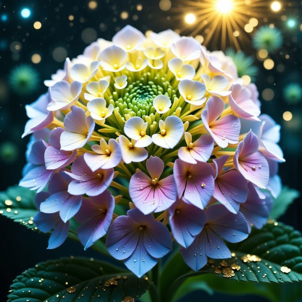 Ethereal Hydrangeas in Sparkling Raindrops