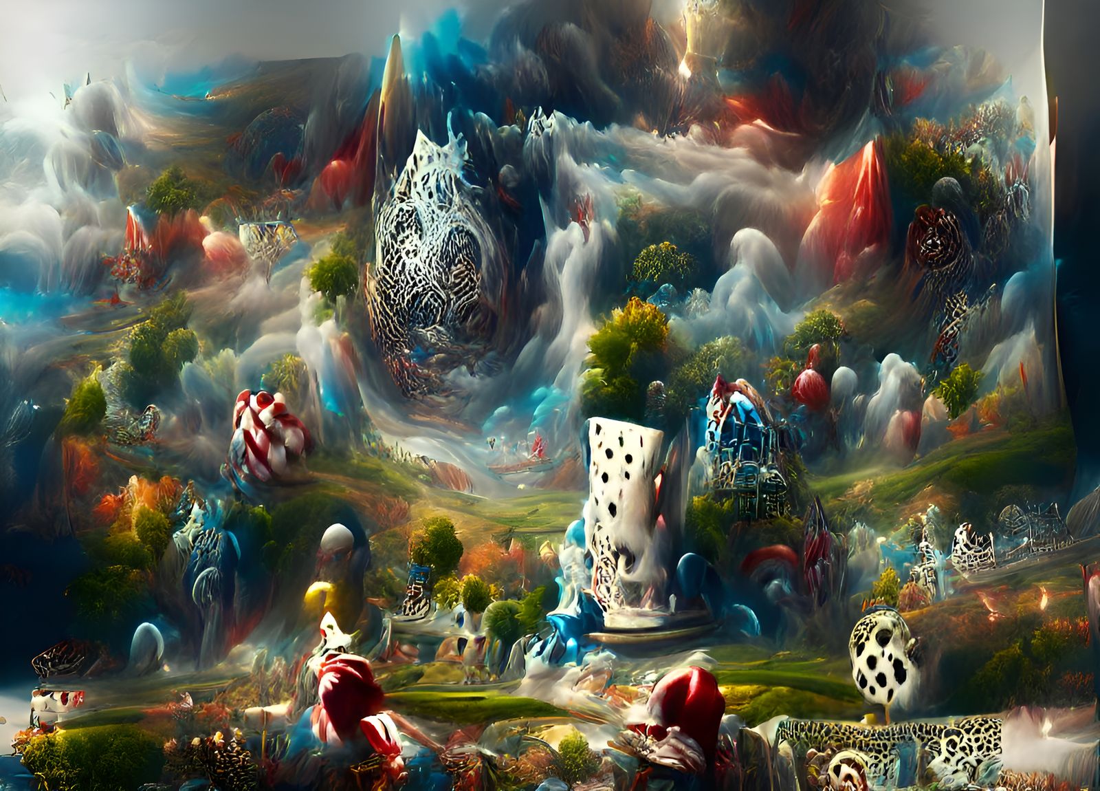 Alice in Wonderland Landscape in Geometric Style