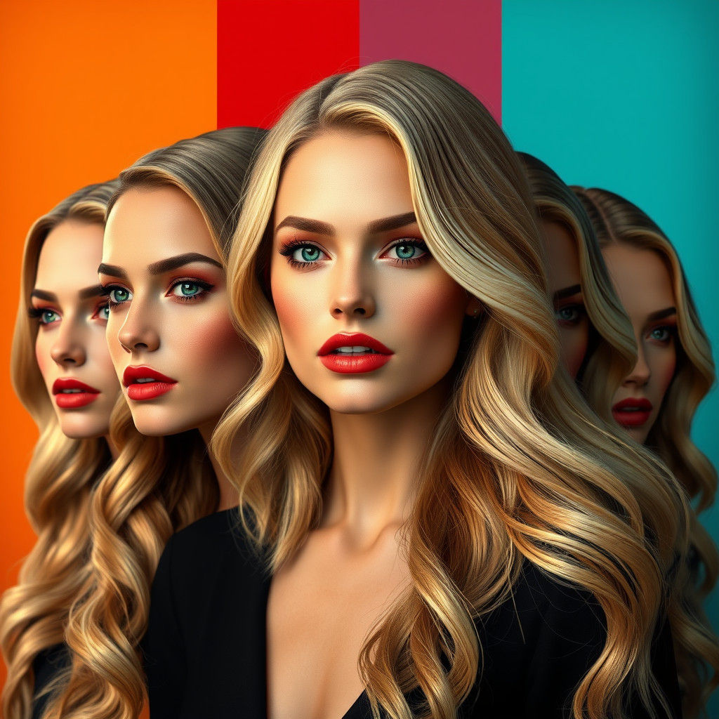 Blonde Models Portrait in Art Nouveau Style, 8K
