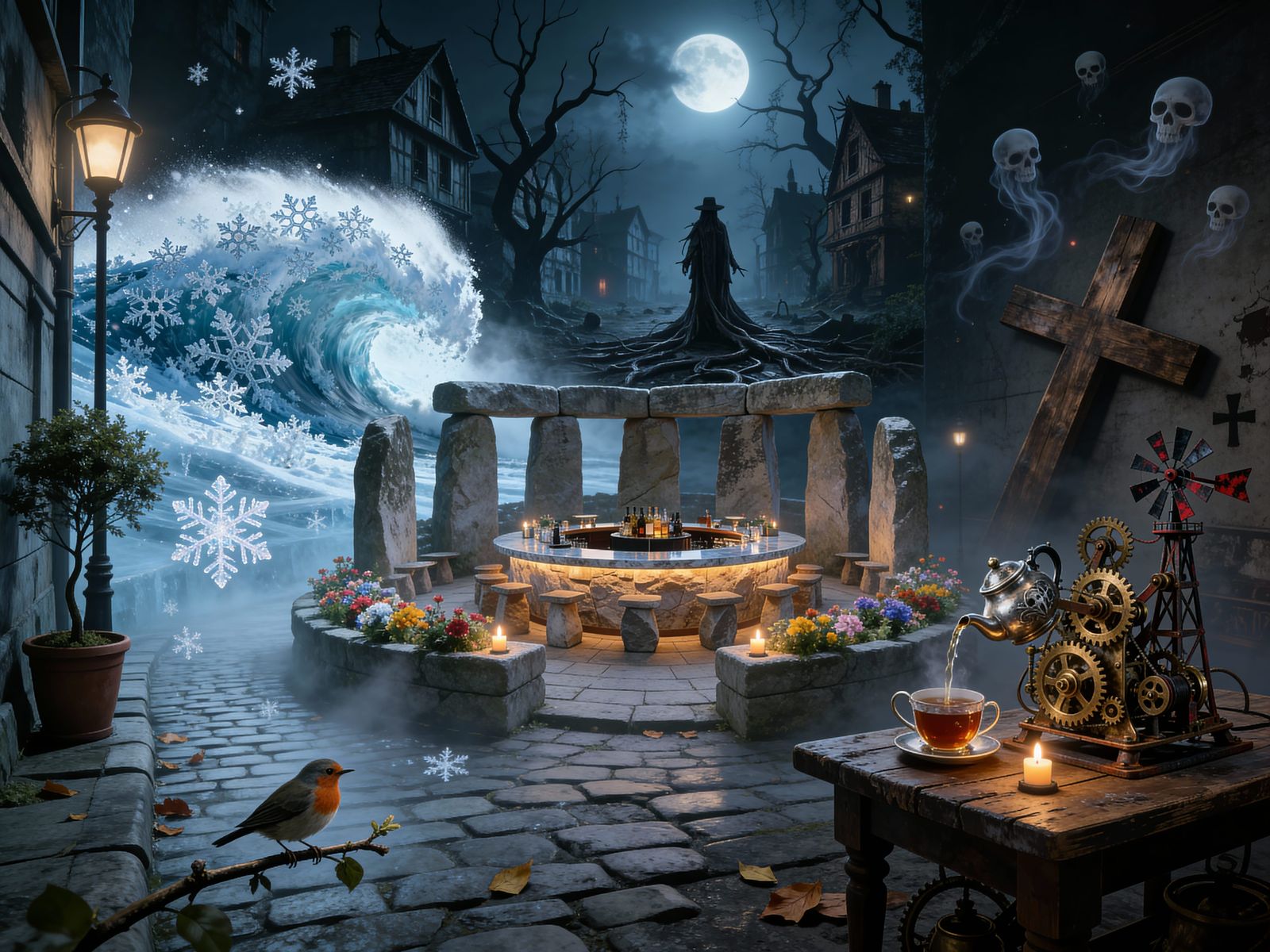 Magical Realism Fantasy Horror Scene with Dramatic Lighting