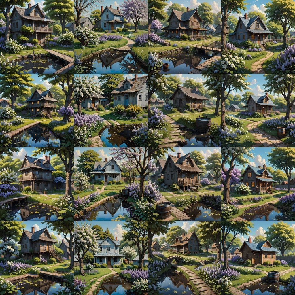 Charming Old Wooden Farmhouse with Blooming Garden