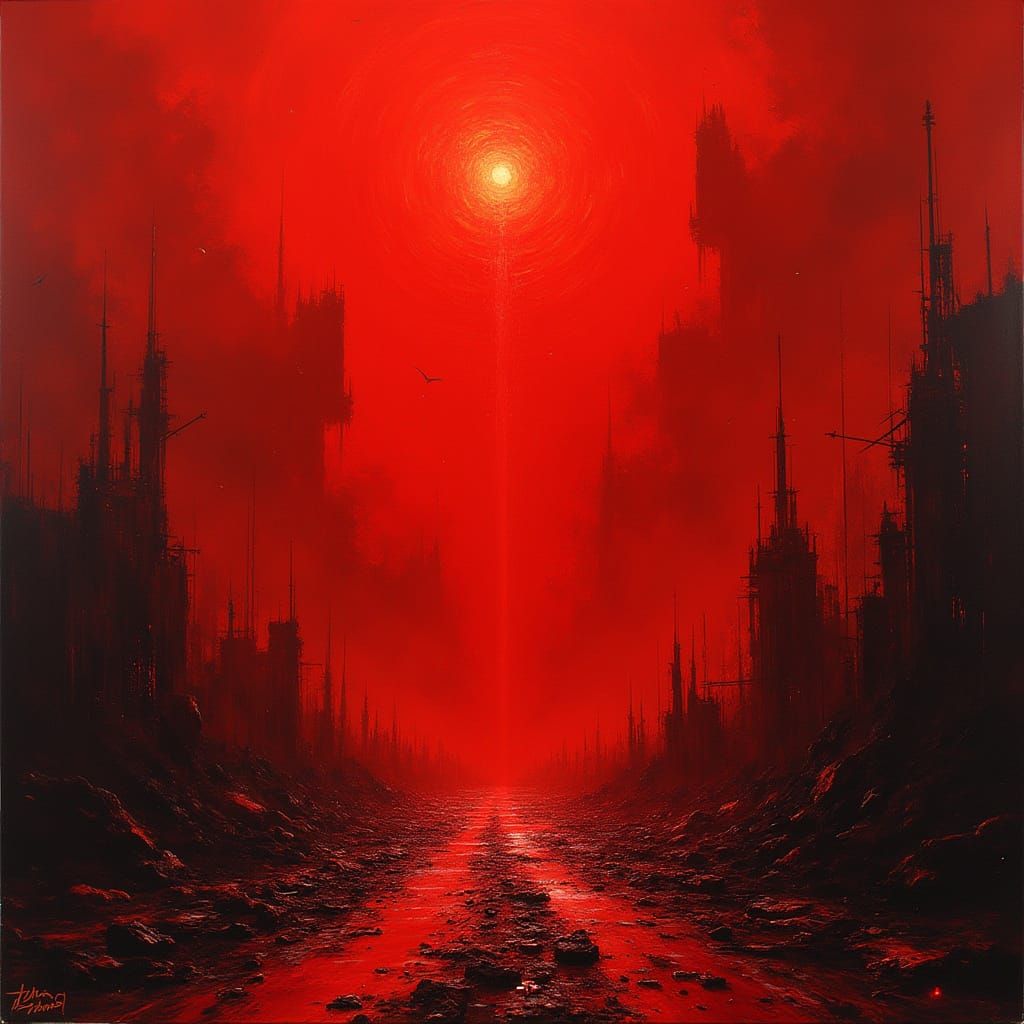 Dynamic Red Chaos: A Futuristic Biomechanical Vision