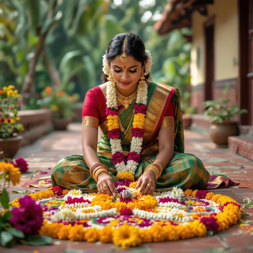 Onam Festival Celebration in Kerala: Photorealistic Portrait