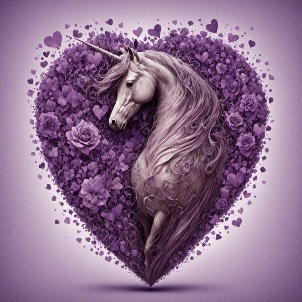 Surreal Heart in Violet with Symmetrical Elements