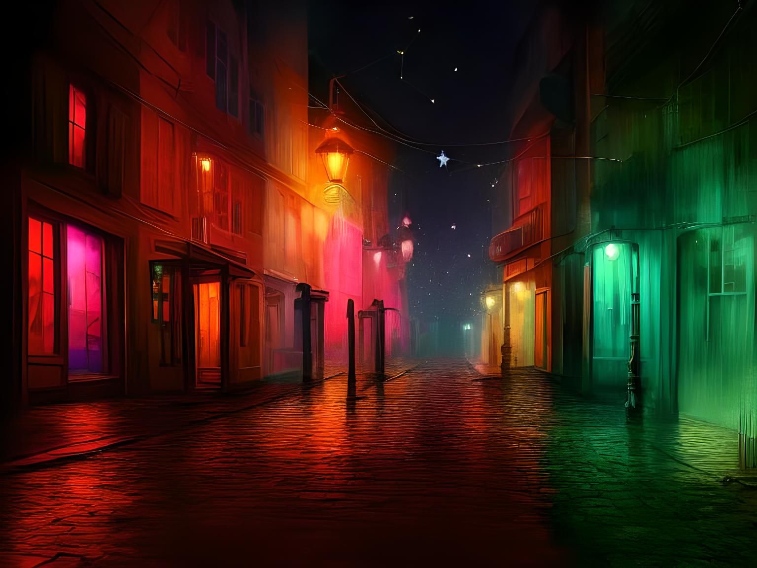 Galaxy Nebula Bamboo Tavern with Magic Twinklelights