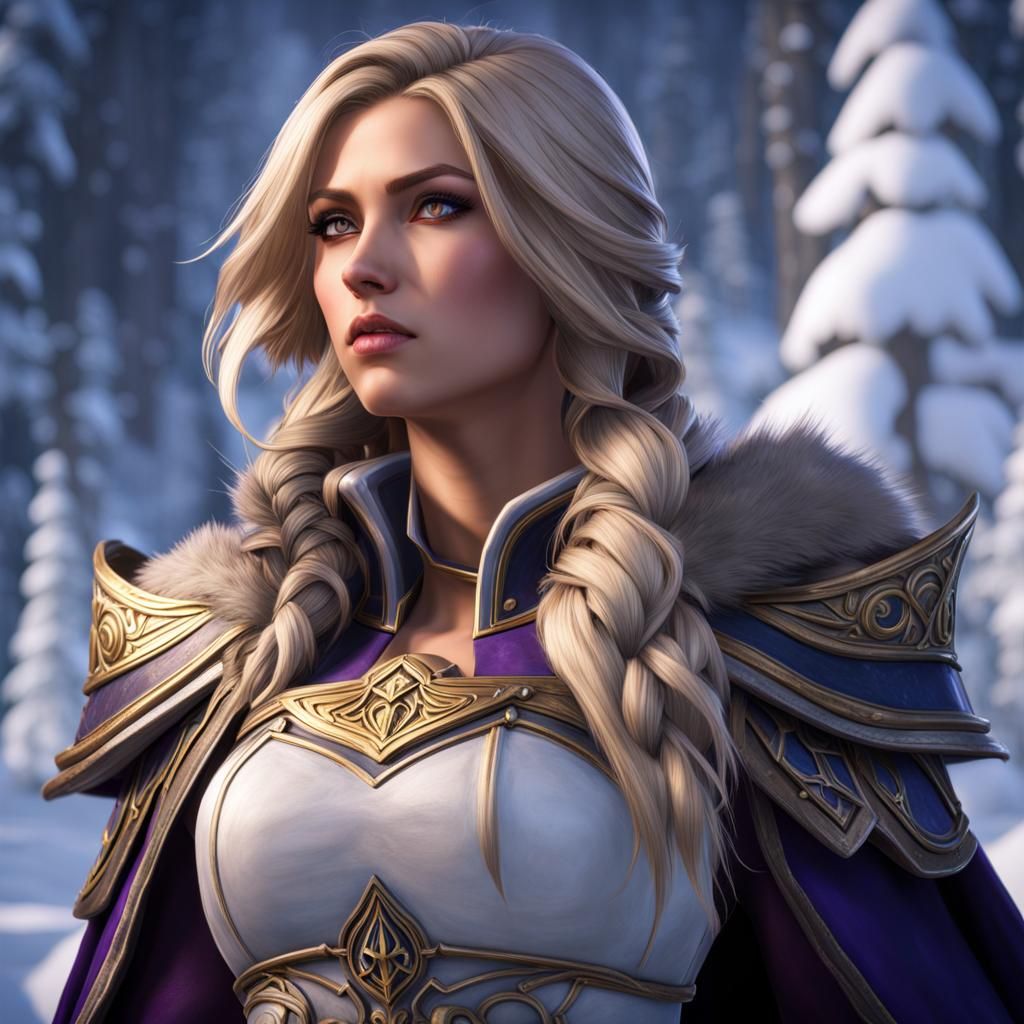 Jaina Proudmoore in a Snowy, Photorealistic Fantasy