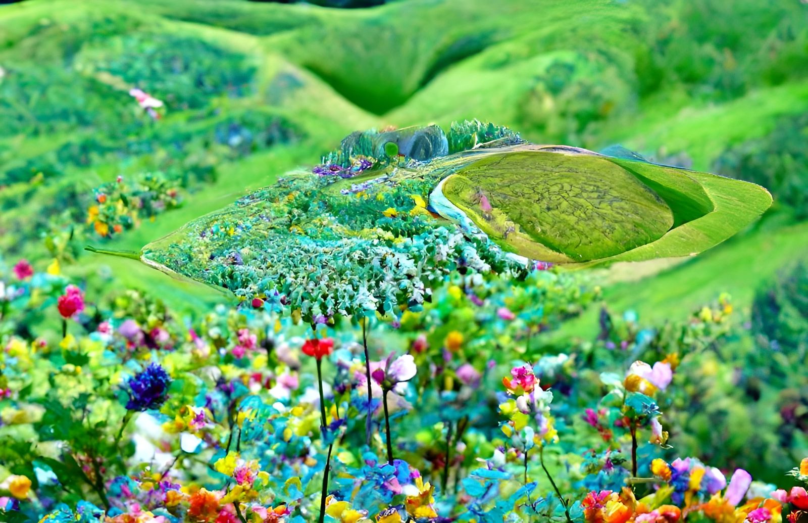 Radiant Wildflower Landscape in Hyperrealistic Style