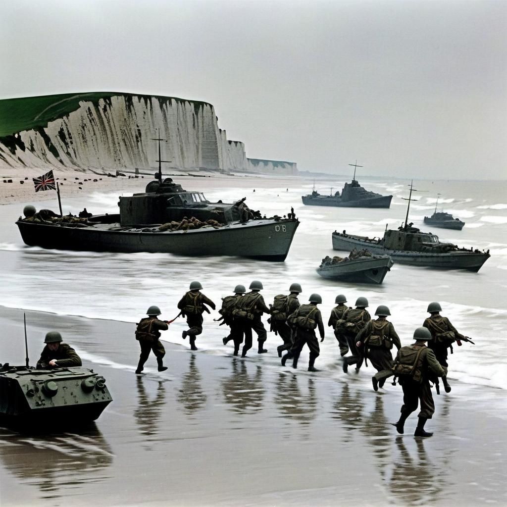 Ethereal D-Day Landing on Normandy Beach