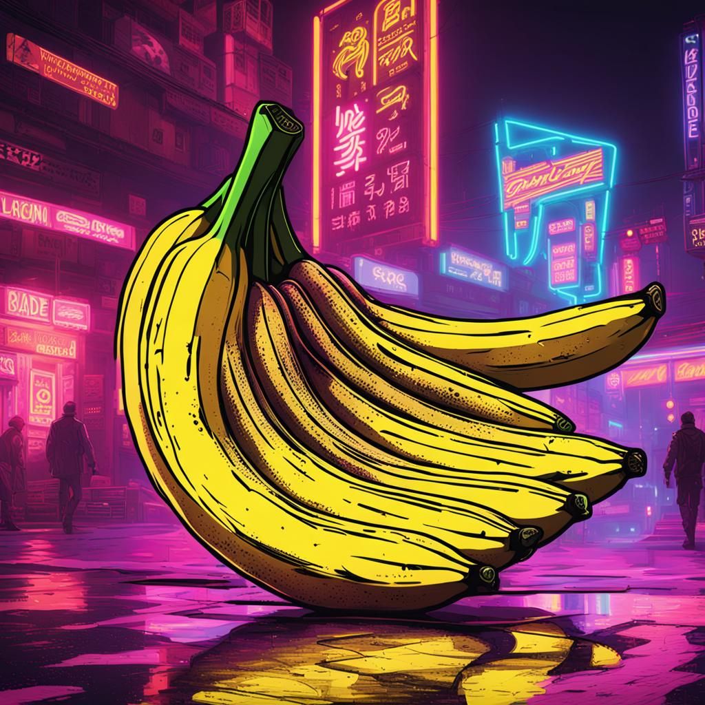 Cyberpunk Banana in Neon Style