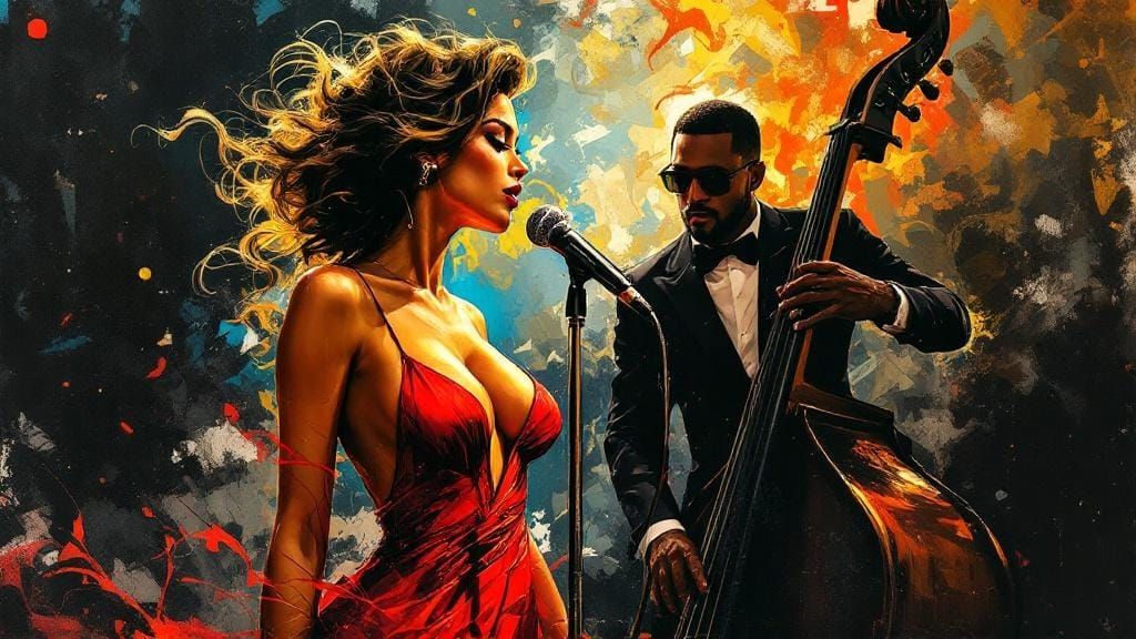 Glamorous Singer in Rockwell and Leibovitz Style