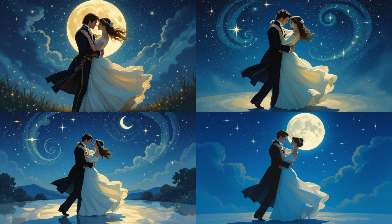 Celestial Waltz: A Romantic Dance Under the Stars