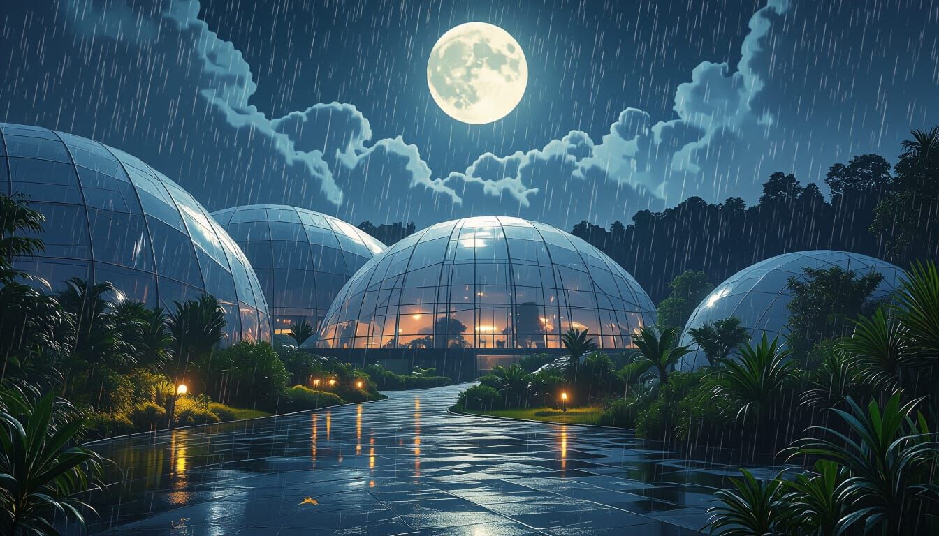 Eden Project at Night in the Style of Digital Art